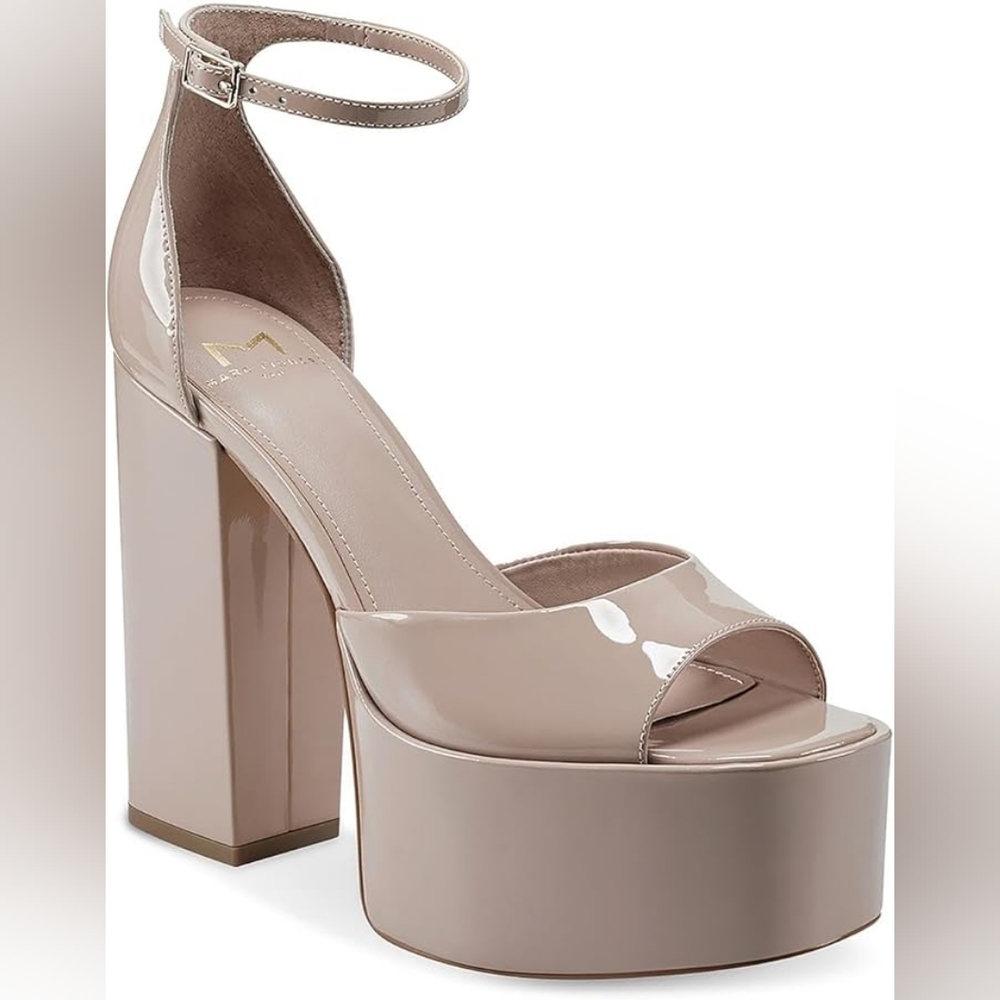 NWOB Marc Fisher LTD Womens Della Peep-Toe Platform Sandals Lt Pink/taupe‎ 9.5